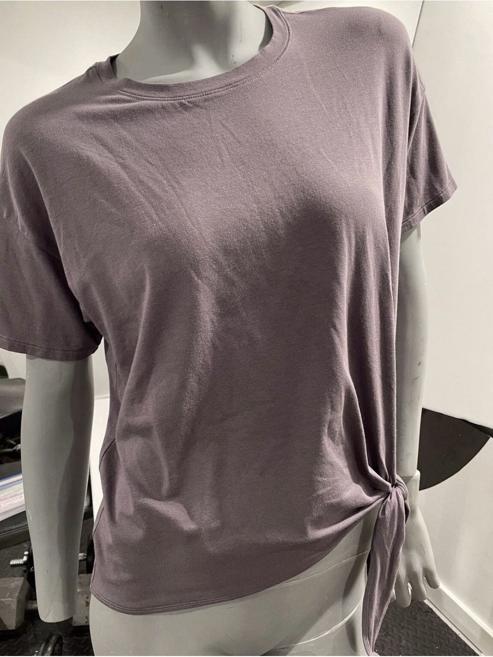 Calia By Carrie Underwood Short Sleeve Tie Top Dusty Purple